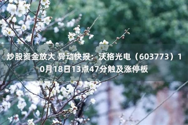 炒股资金放大 异动快报：沃格光电（603773）10月18日13点47分触及涨停板